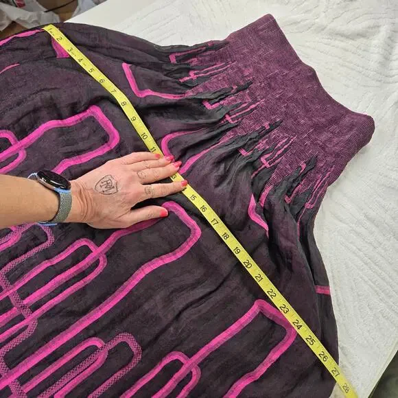 ๐ Lapis Anthropologie EUC Tube Dress Geometric Cityscape Strapless OS purple - Picture 16 of 17